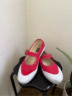 Vans Red Mary Jane Canvas Sneakers with Strap